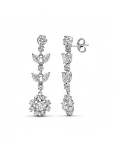 18K PENDIENTES ORO BLANCO LARGOS...