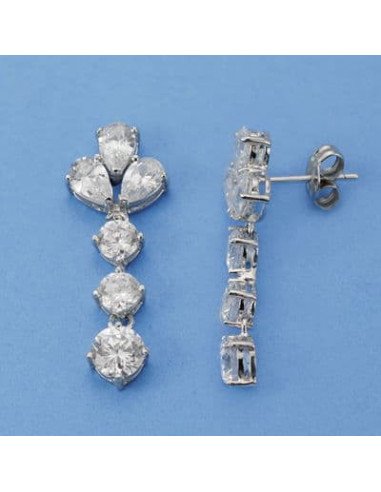 18K PENDIENTES ORO BLANCO CIRCONITAS...