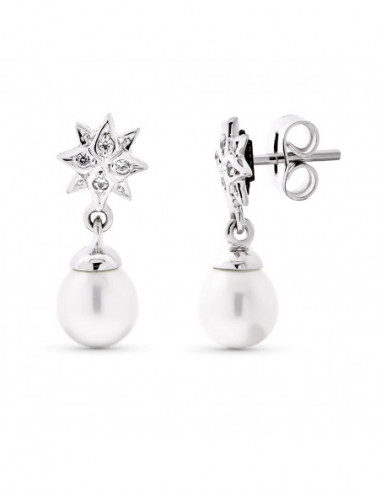 18K PENDIENTES ORO BLANCO LARGO...