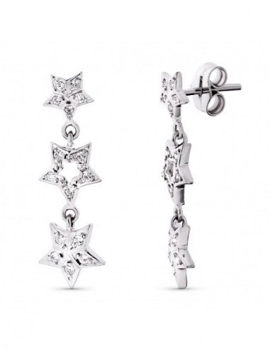 18K PENDIENTES ORO BLANCO LARGOS...