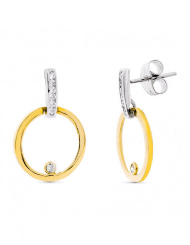 18K PENDIENTES ORO BICOLOR CIRCONITAS...