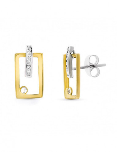 18K PENDIENTES ORO BICOLOR CIRCONITAS...