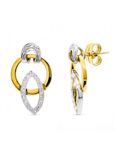 18K PENDIENTES ORO BICOLOR CIRCONITAS...