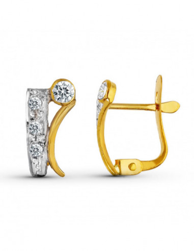 18K PENDIENTES ORO BICOLOR CIRCONITAS...