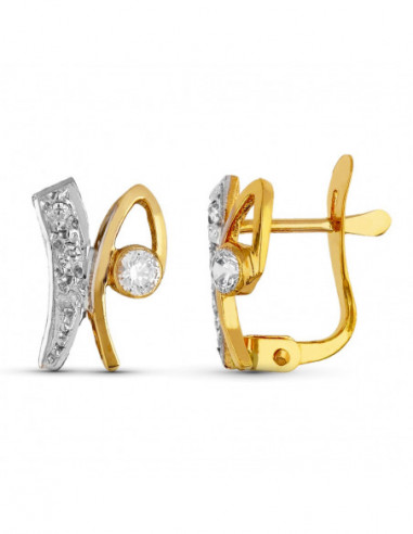 18K PENDIENTES ORO BICOLOR CIRCONITAS...