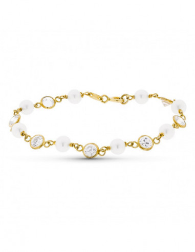 18K PULSERA ORO AMARILLO CON PERLA Y...