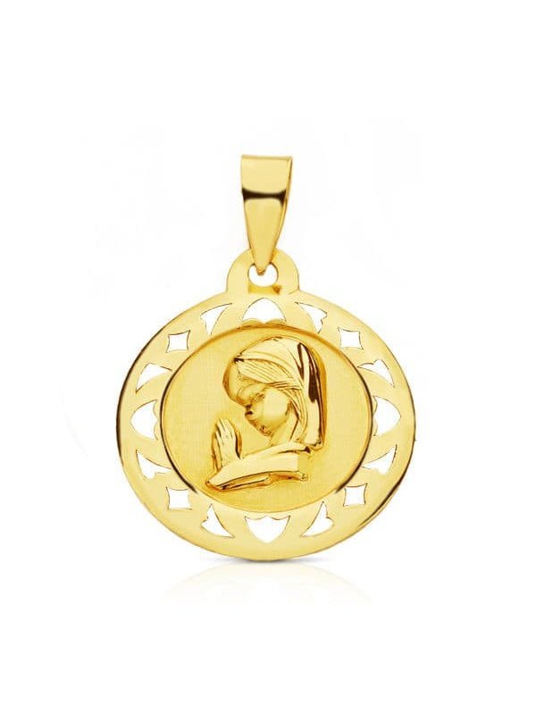18K MEDALLA VIRGEN NIÑA CALADA 18 MM