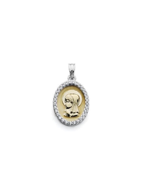 18K MEDALLA VIRGEN NIÑA CIRCONITAS...