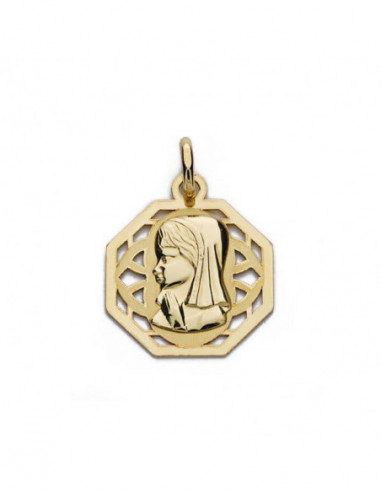 18K MEDALLA VIRGEN NIÑA CERCO CALADO...