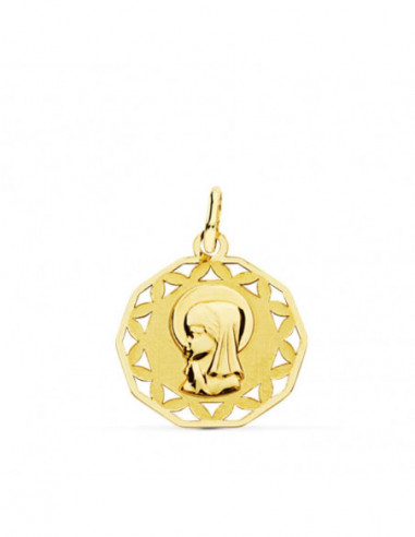 18K MEDALLA VIRGEN NIÑA CALADA 18 MM