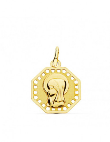 18K MEDALLA VIRGEN NIÑA CALADA 16X14 MM