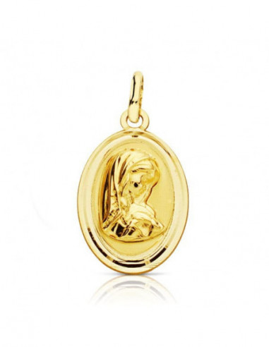 18K MEDALLA VIRGEN NIÑA OVAL BISEL...