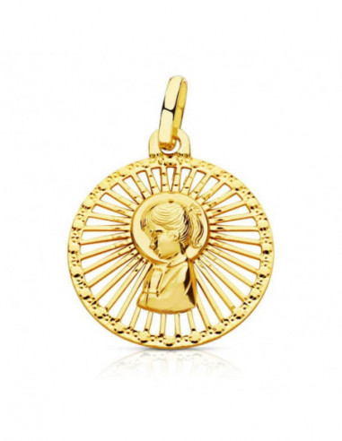 18K MEDALLA VIRGEN NIÑA CERCO CALADO...
