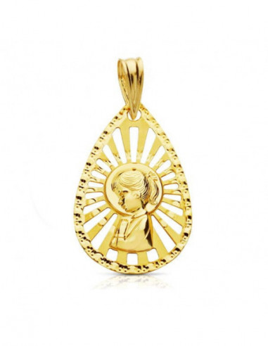 18K MEDALLA VIRGEN NIÑA CERCO CALADO...