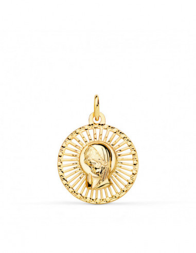 18K MEDALLA VIRGEN NIÑA CERCO CALADO...