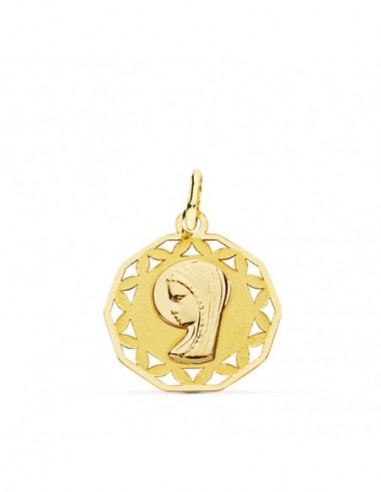18K MEDALLA VIRGEN NIÑA CALADA 18 MM