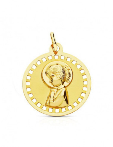 18K MEDALLA VIRGEN NIÑA REDONDA...