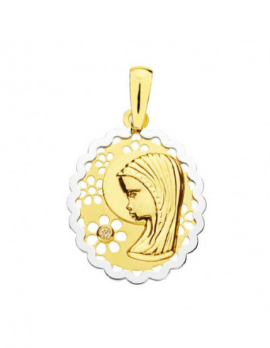 18K MEDALLA VIRGEN NIÑA BICOLOR OVAL...