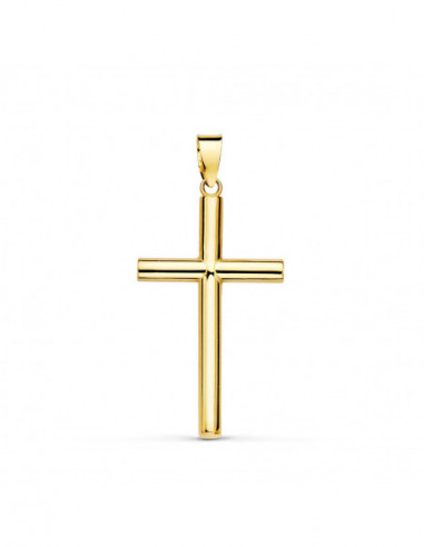 18K CRUZ ORO AMARILLO HUECA LISA...
