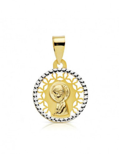 18K MEDALLA VIRGEN NIÑA BICOLOR 14 MM