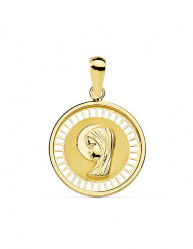 18K MEDALLA VIRGEN NIÑA CERCO CALADO...