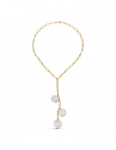 18K GARGANTILLA ORO BICOLOR FLORES