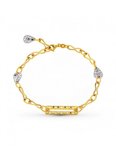 18k PULSERA ORO BICOLOR MOTIVOS Y HOJAS