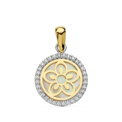 18K COLGANTE BICOLOR FLOR...