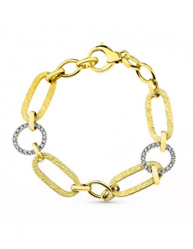 18K PULSERA BICOLOR ESLABONES ANCHO...