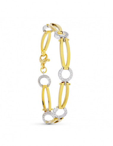 18K PULSERA ORO BICOLOR CIRCONITAS