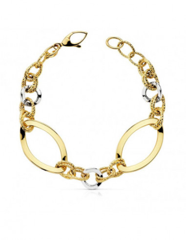 18K PULSERA BICOLOR HUECA ANCHO 18 MM...