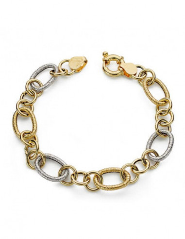 18K PULSERA BICOLOR HUECA 19 CM 5.30 GR