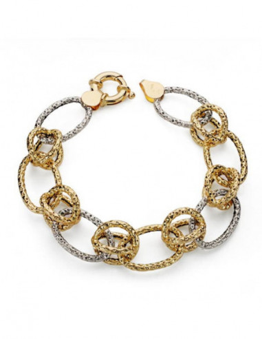 18K PULSERA ORO BICOLOR HUECA 19 CM