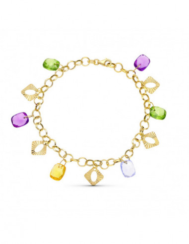 18K PULSERA ORO AMARILLO PIEDRAS COLOR