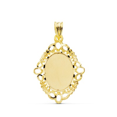 18K CHAPA CERCO CALADO OVAL...