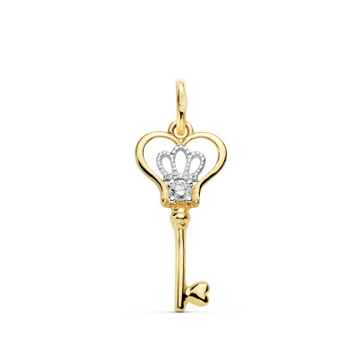 18K COLGANTE LLAVE BICOLOR...