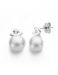 18K PENDIENTES PERLA...