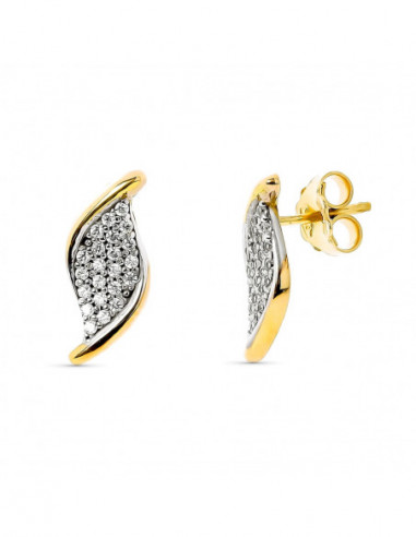 18K PENDIENTES ORO BICOLOR CIRCONITAS...
