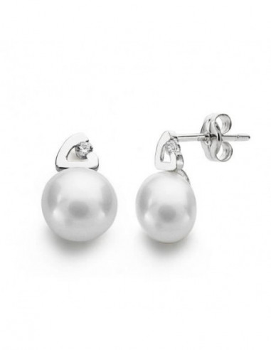 18K PENDIENTES PERLA 12X7 MM