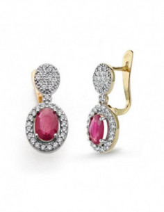18K PENDIENTES RUBI FINO...