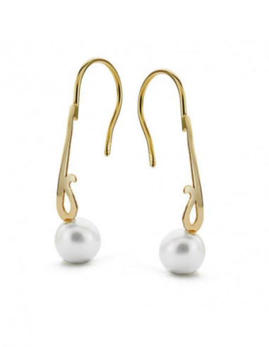 18K PENDIENTES LARGOS PERLA 25X6 MM