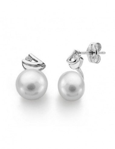18K PENDIENTES ORO BLANCO PERLA...