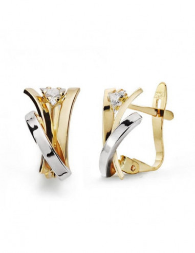 18K PENDIENTES BANDAS BICOLOR 12X7 MM