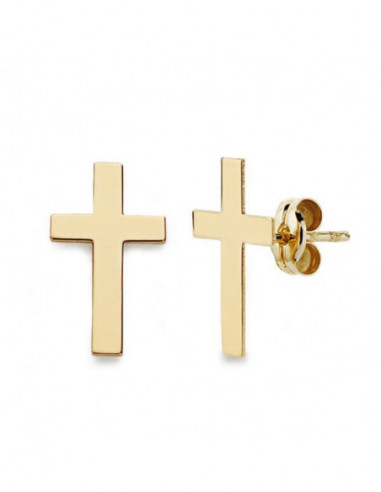 18K PENDIENTES CRUZ. 12X7 MM