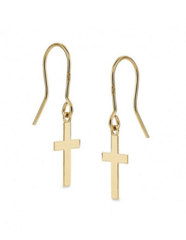 18K PENDIENTES CRUZ LISA 12X7 MM