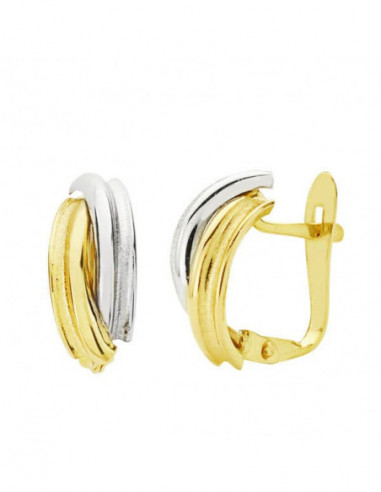 18K PENDIENTES ORO BICOLOR BANDAS...