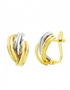 18K PENDIENTES ORO BICOLOR...