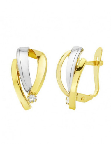 18K PENDIENTES ORO BICOLOR BANDAS...