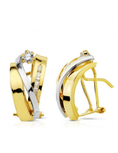 18K PENDIENTES ORO BICOLOR BANDAS...