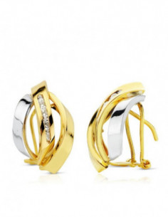 18K PENDIENTES ORO BICOLOR...
